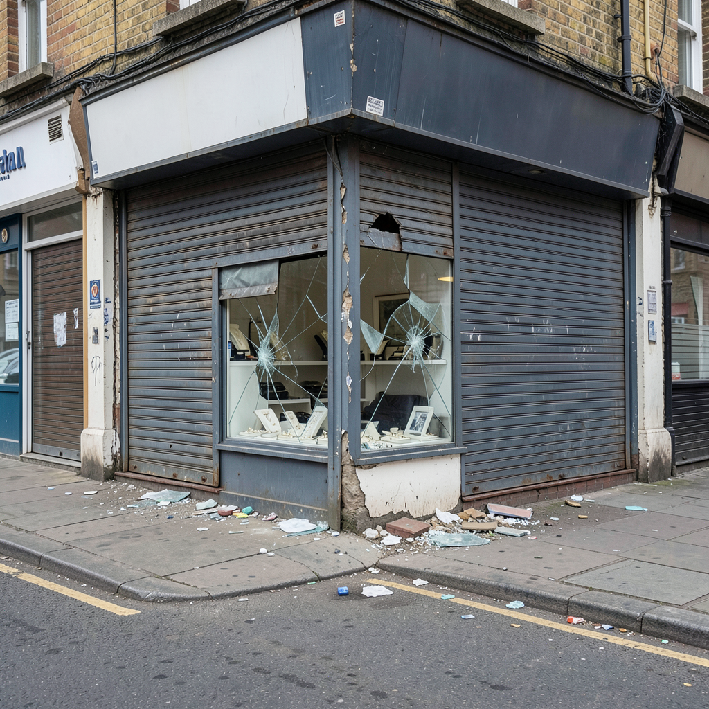 Pakistan Jewellers on Duckworth Lane boarded up after ram raid